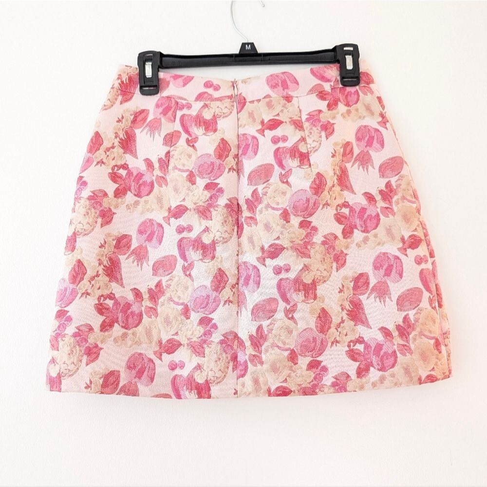 THML Rose brocade metalic shine pink skirt size Small - Picture 4 of 6